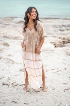 Langer Kaftan Noa Tie Dye Powder/ Sand