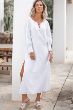 Langer Kaftan Yira Weiß