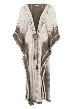 Langer Kimono Aine Lurex Beige/Braun