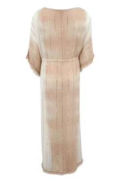 Langer Kimono Aine Lurex Weiß Beige