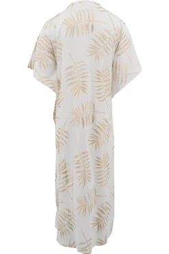 Langer Kimono Blättrig Weiß