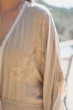 Langer Kimono Fransen Kyra Puder