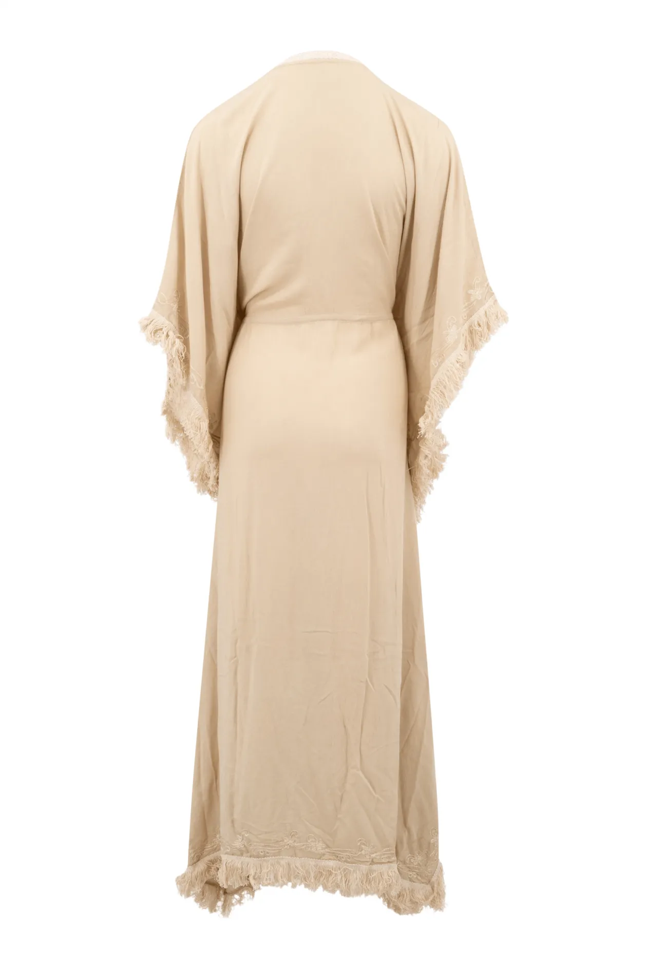 Langer Kimono Fransen Sand/ Ecru Gold