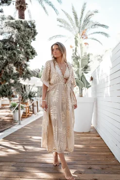 Langer Kimono Leafy Sand