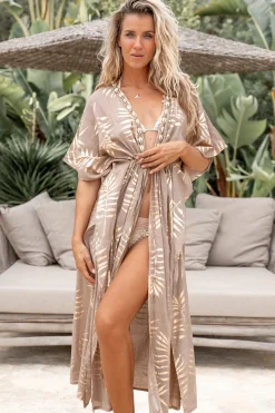 Langer Kimono Leafy Taupe