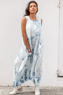 Langes Kleid Ciri Blau Tie Dye