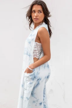 Langes Kleid Ciri Blau Tie Dye