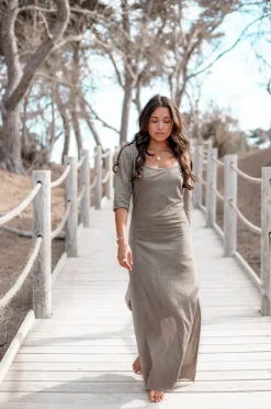 Langes Kleid Taupe