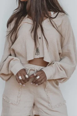 Lyo Baumwollbluse Beige