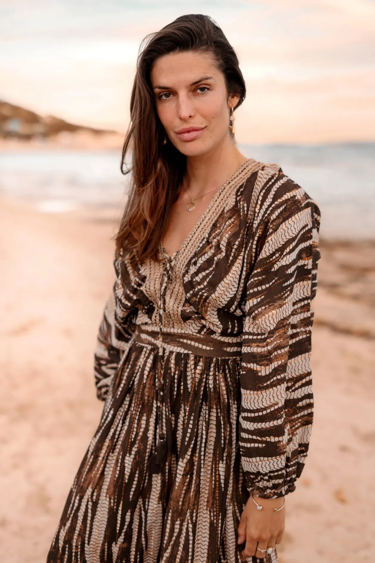 Maxikleid Emika Brauner Druck