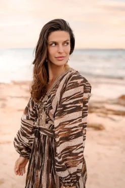 Maxikleid Emika Brauner Druck