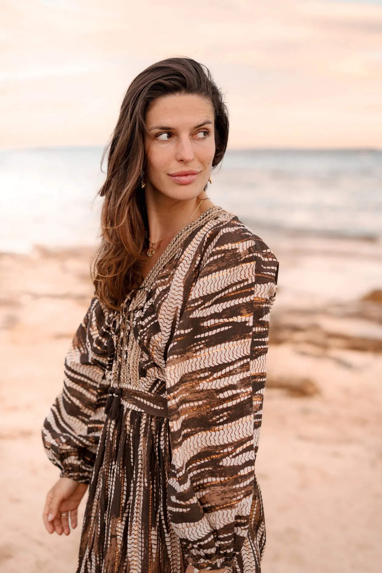 Maxikleid Emika Brauner Druck