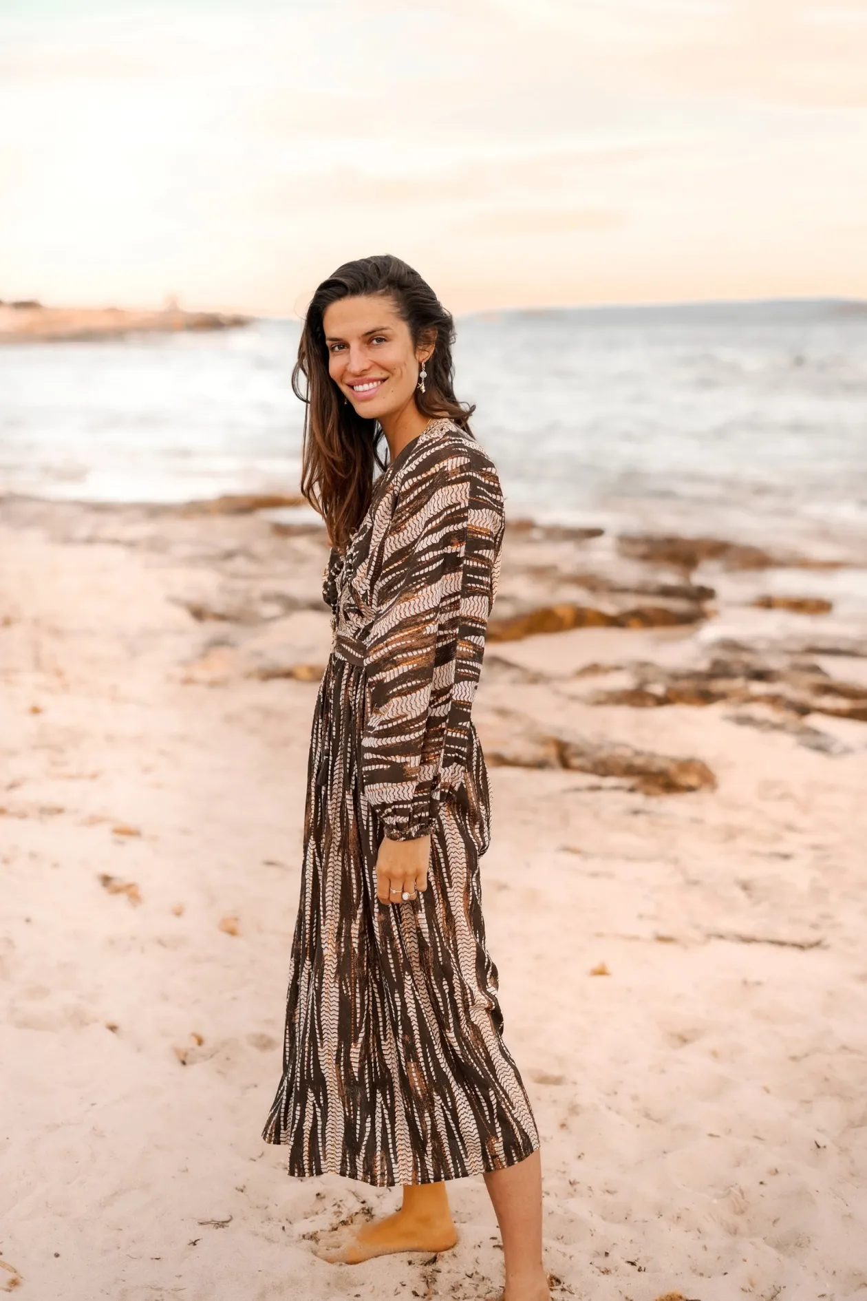 Maxikleid Emika Brauner Druck