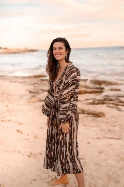 Maxikleid Emika Brauner Druck