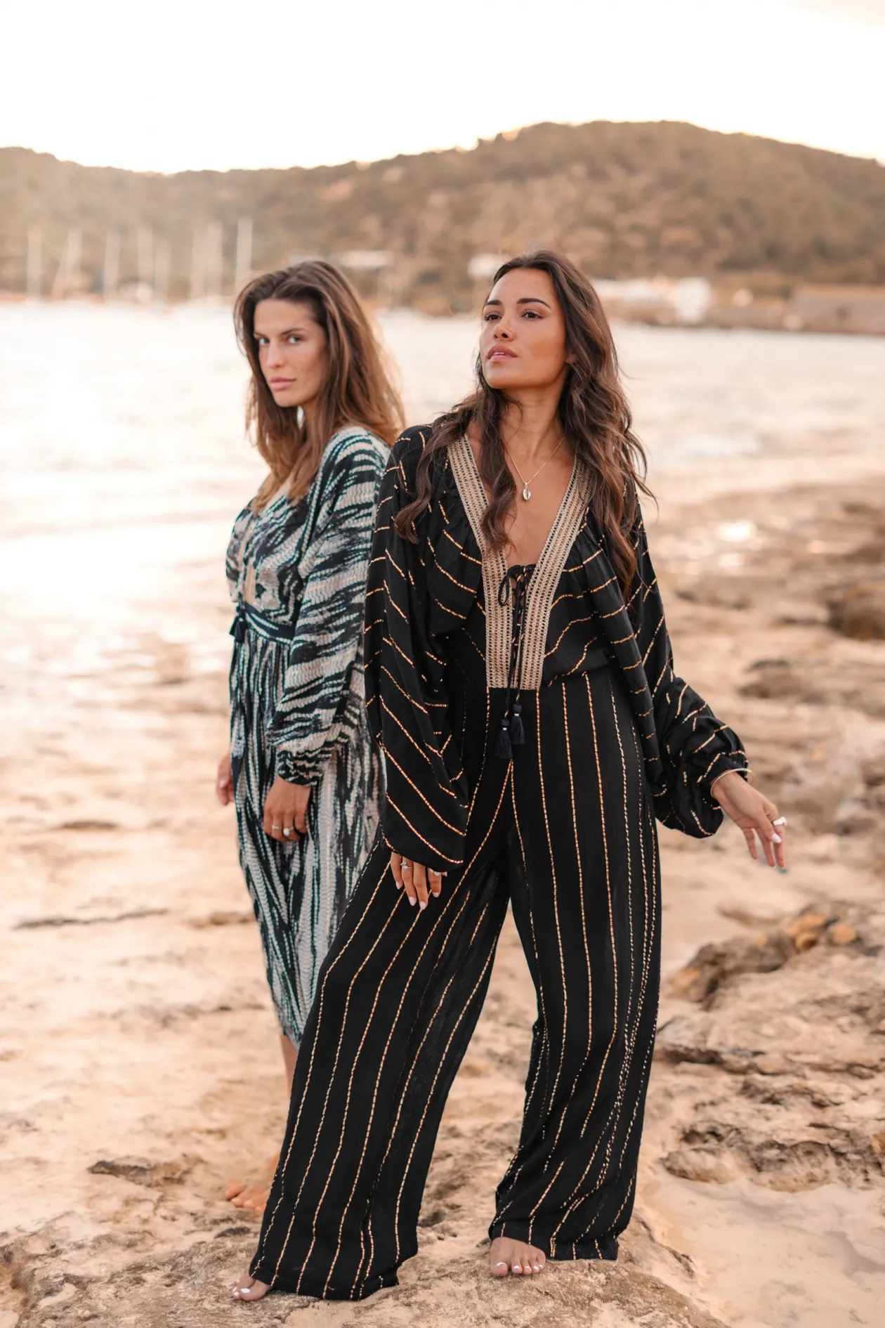 Maxikleid Emika Schwarzer Druck