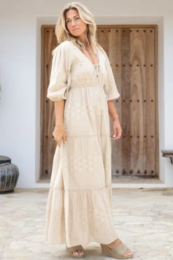 Maxikleid Glorio Cuadros Sand
