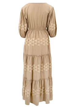 Maxikleid Glorio Cuadros Taupe