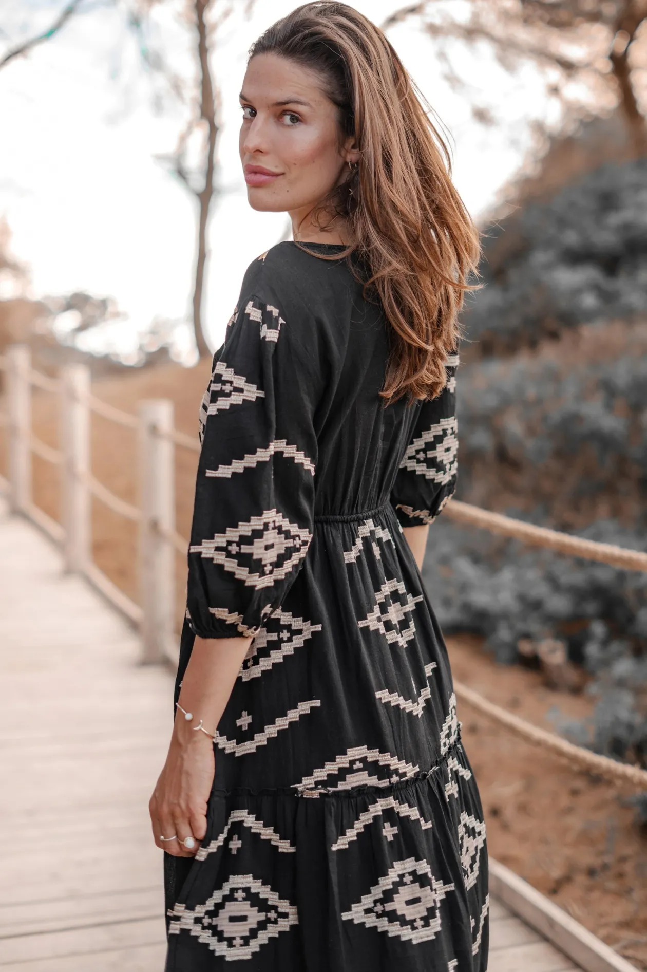 Maxikleid Ida Ethnic Black Print