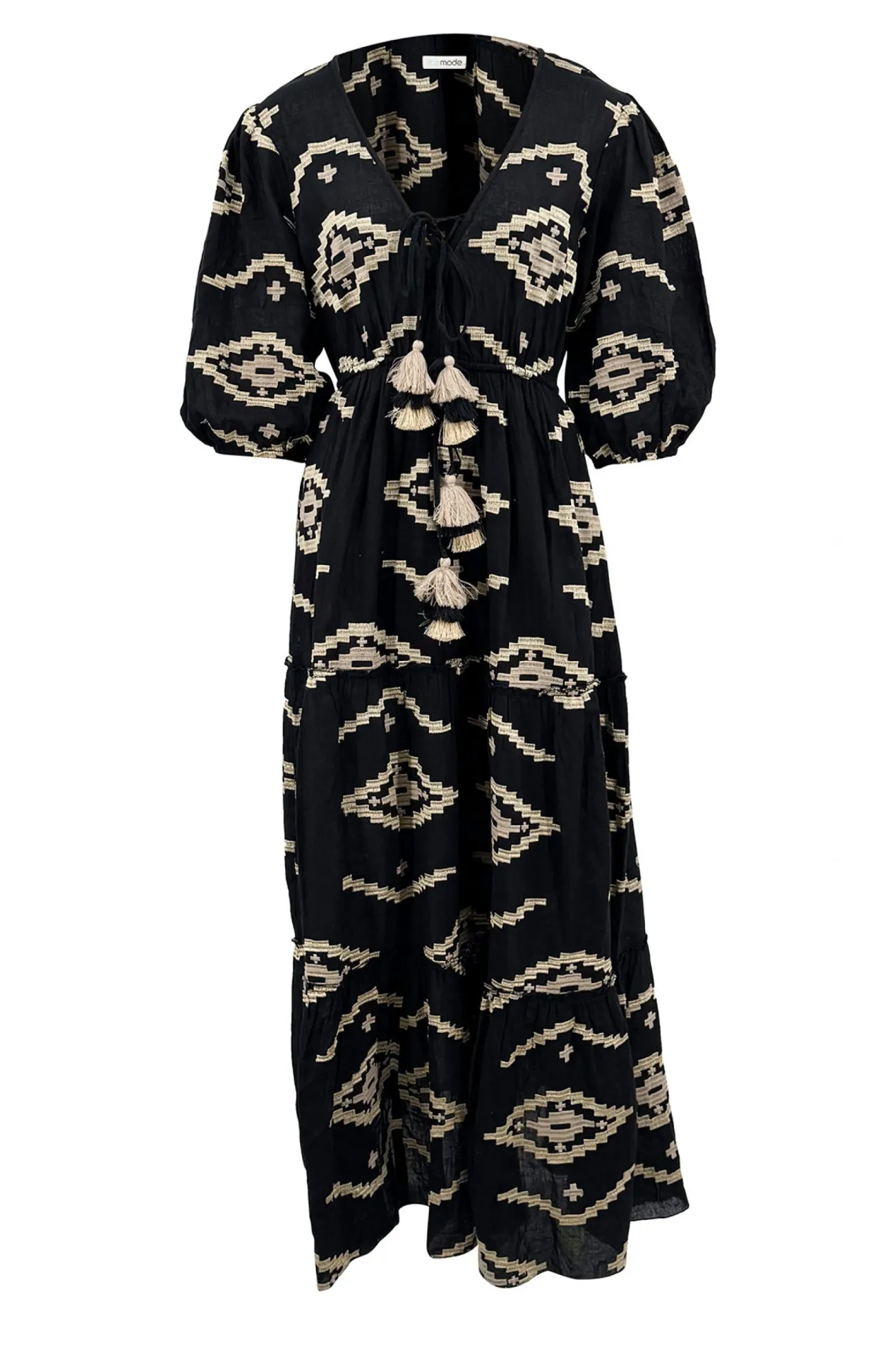 Maxikleid Ida Ethnic Black Print