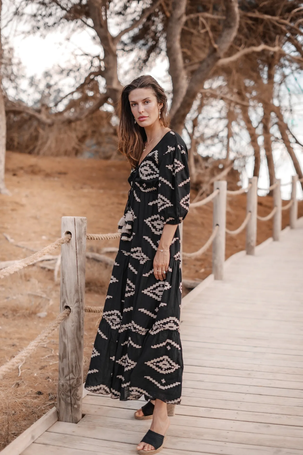 Maxikleid Ida Ethnic Black Print