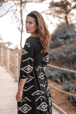 Maxikleid Ida Ethnic Black Print