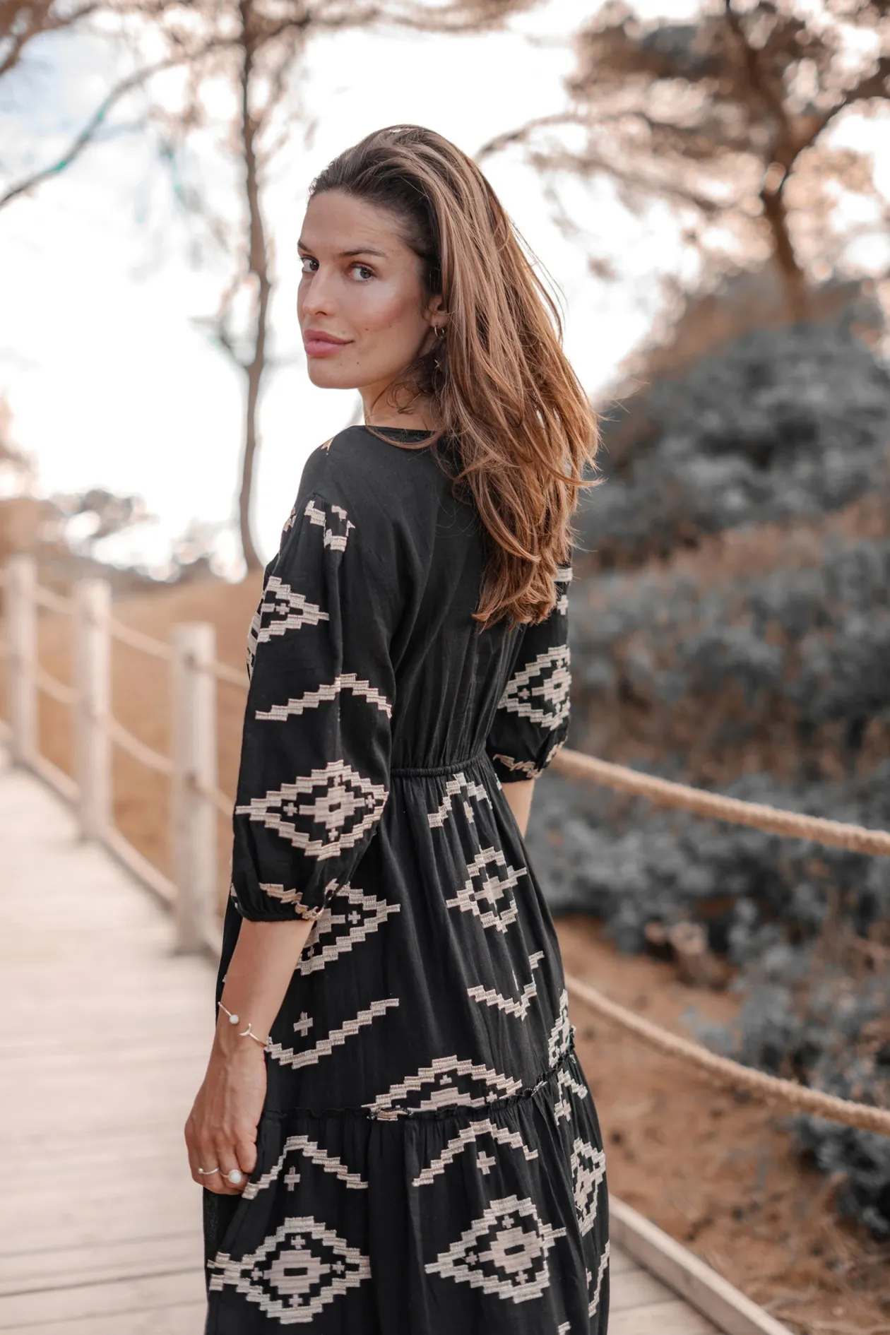 Maxikleid Ida Ethnic Black Print