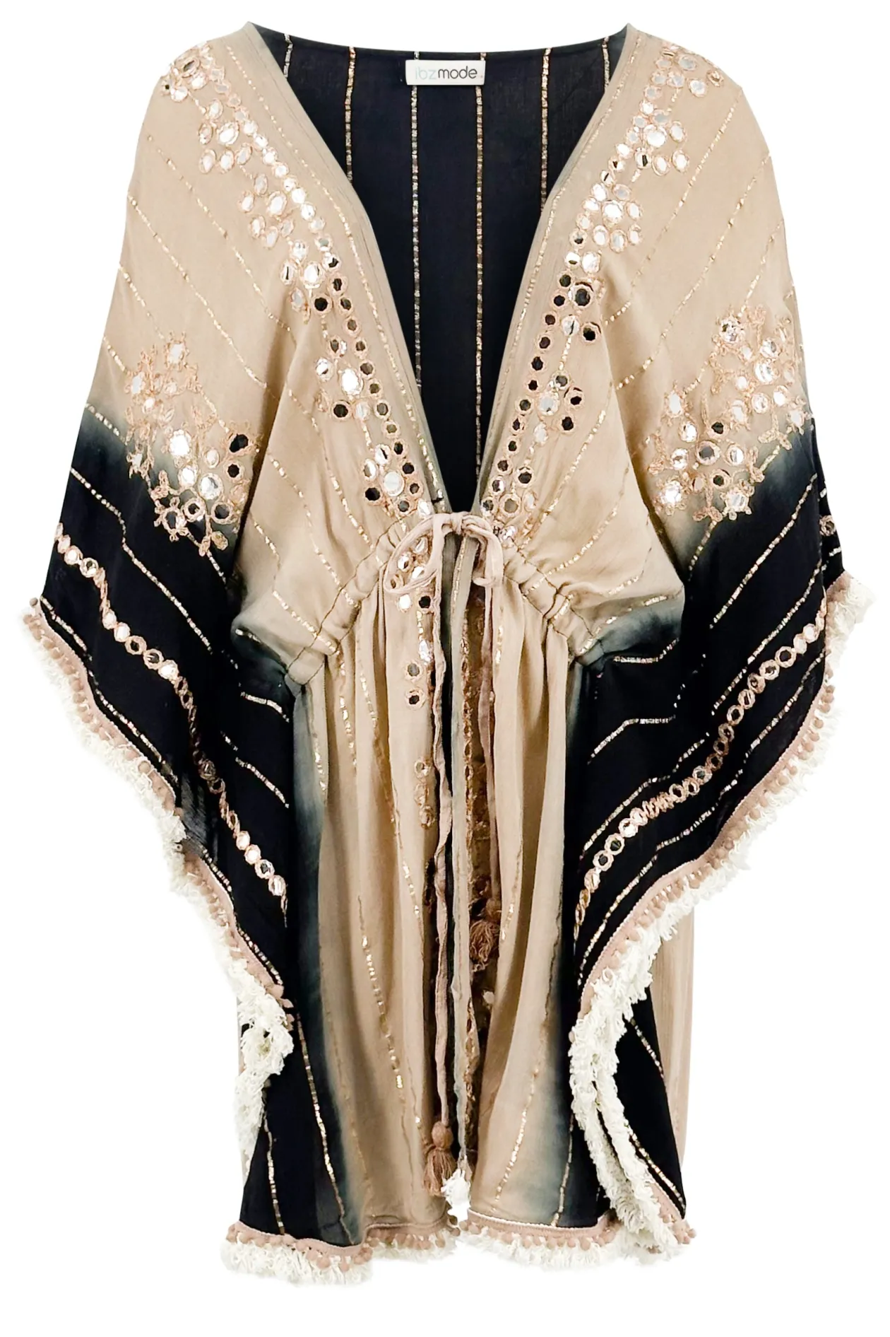 Midi Kimono Schwarzer Sand