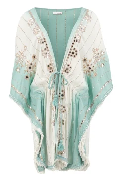 Midi Kimono Weiß Aqua