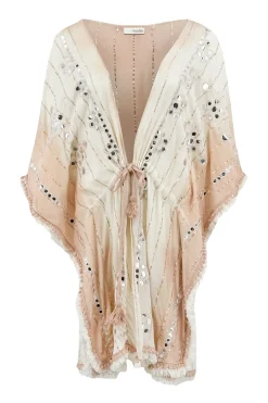 Midi Kimono Weiß Beige