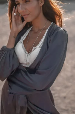 Noor Midi-Satin-Kleid