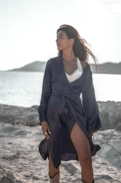 Noor Midi-Satin-Kleid