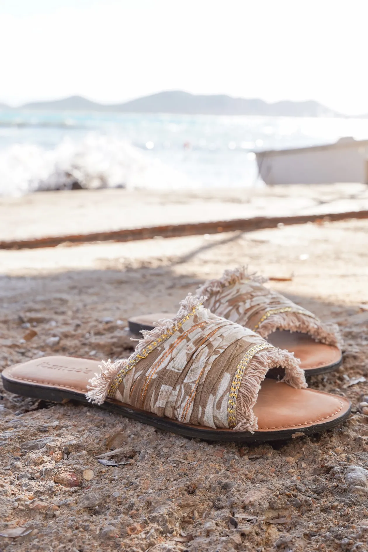 Pantoffel Inessa Barock Taupe Druck