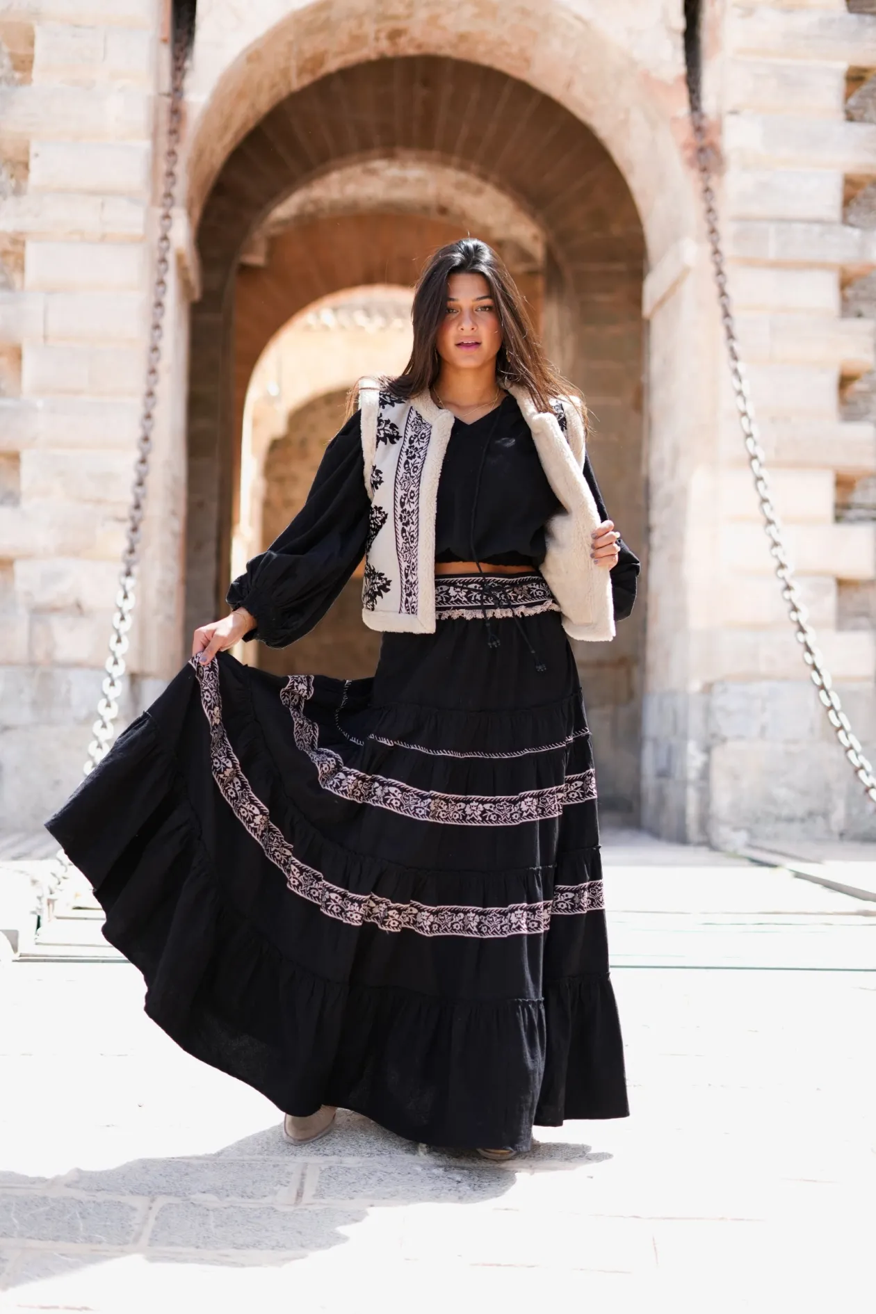 Pelzgilet Espanola Helles Taupe