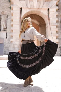 Puffärmelige Bluse Espanola Hell Taupe Einfarbig