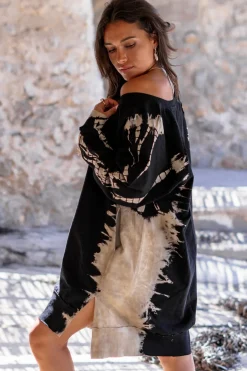 Pullover Kleid Chavela Schwarz Tie Dye
