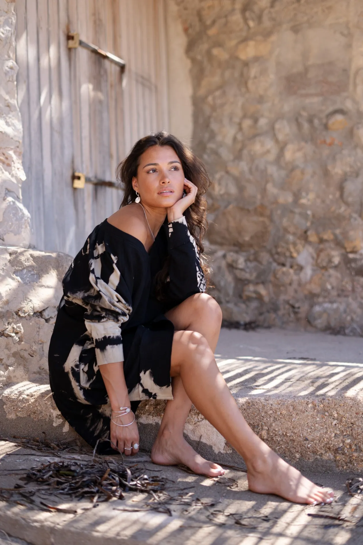 Pullover Kleid Chavela Schwarz Tie Dye