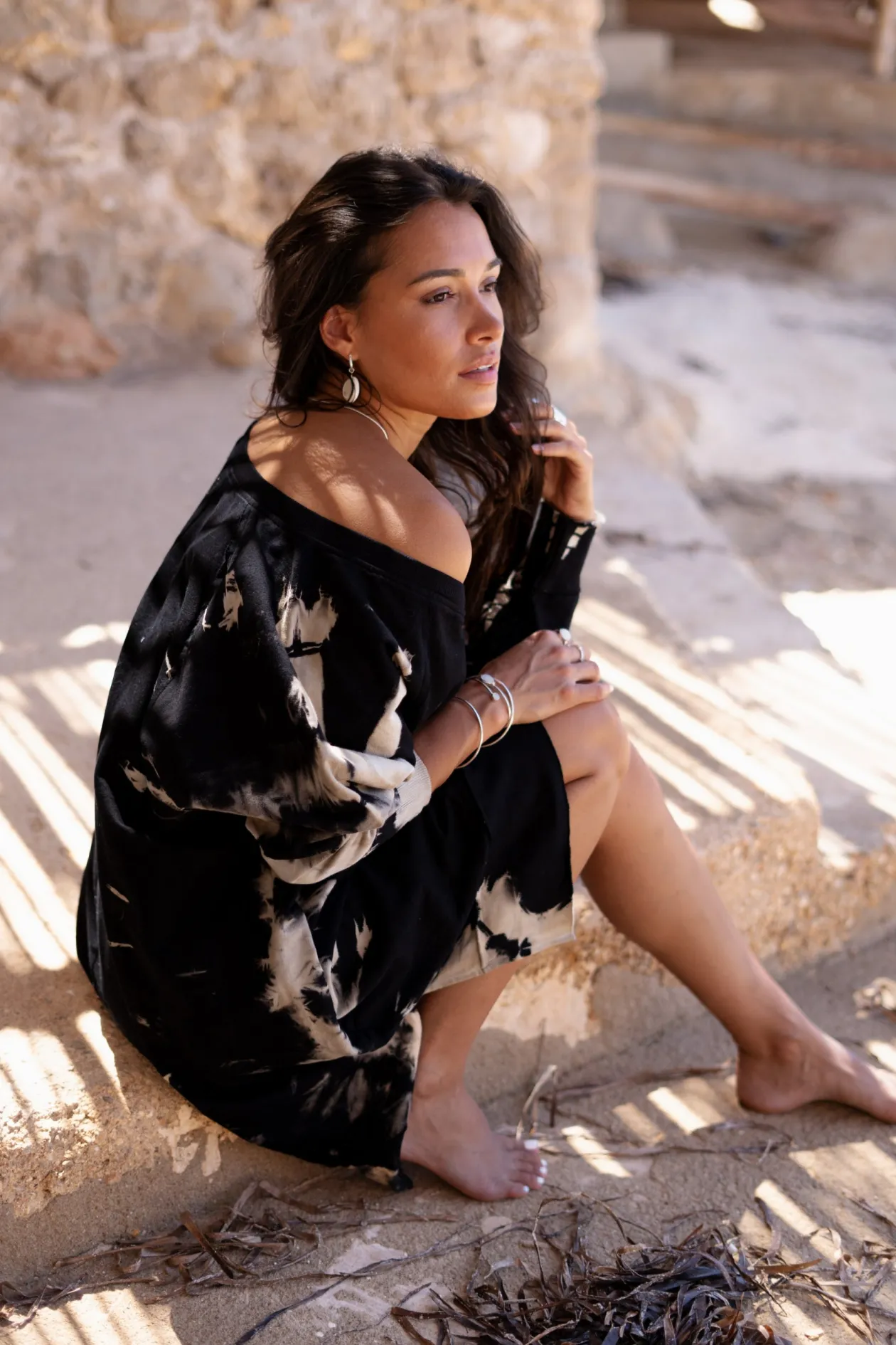 Pullover Kleid Chavela Schwarz Tie Dye