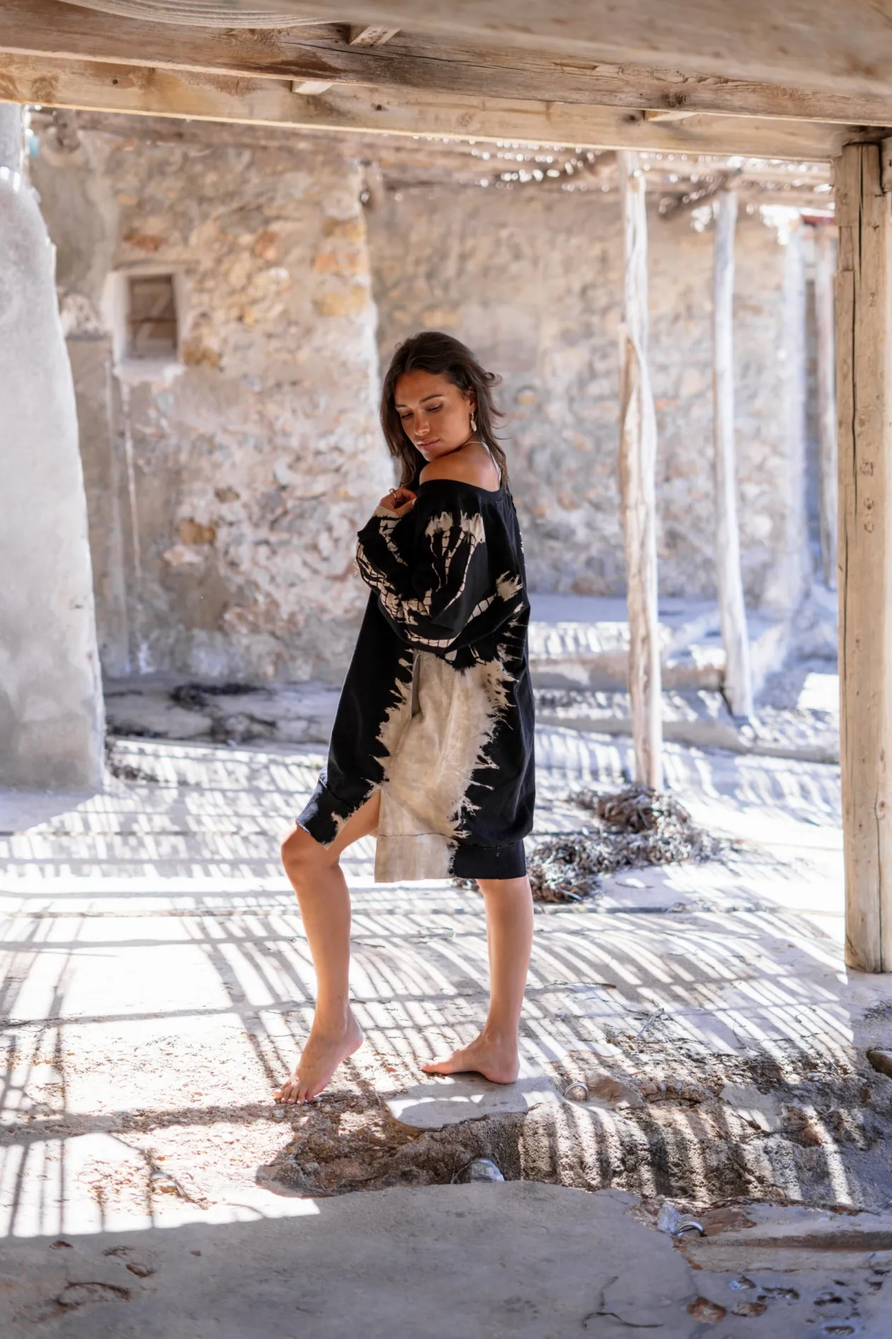 Pullover Kleid Chavela Schwarz Tie Dye