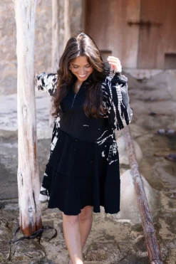 Pullover Kleid Coleta Schwarz Tie Dye