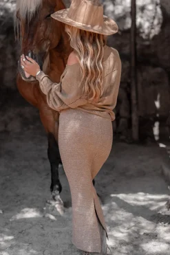 Reihenstrickrock Braun