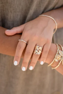 Ring Dots Gold Weiß