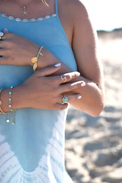 Ring Runder Stein Gold Aqua