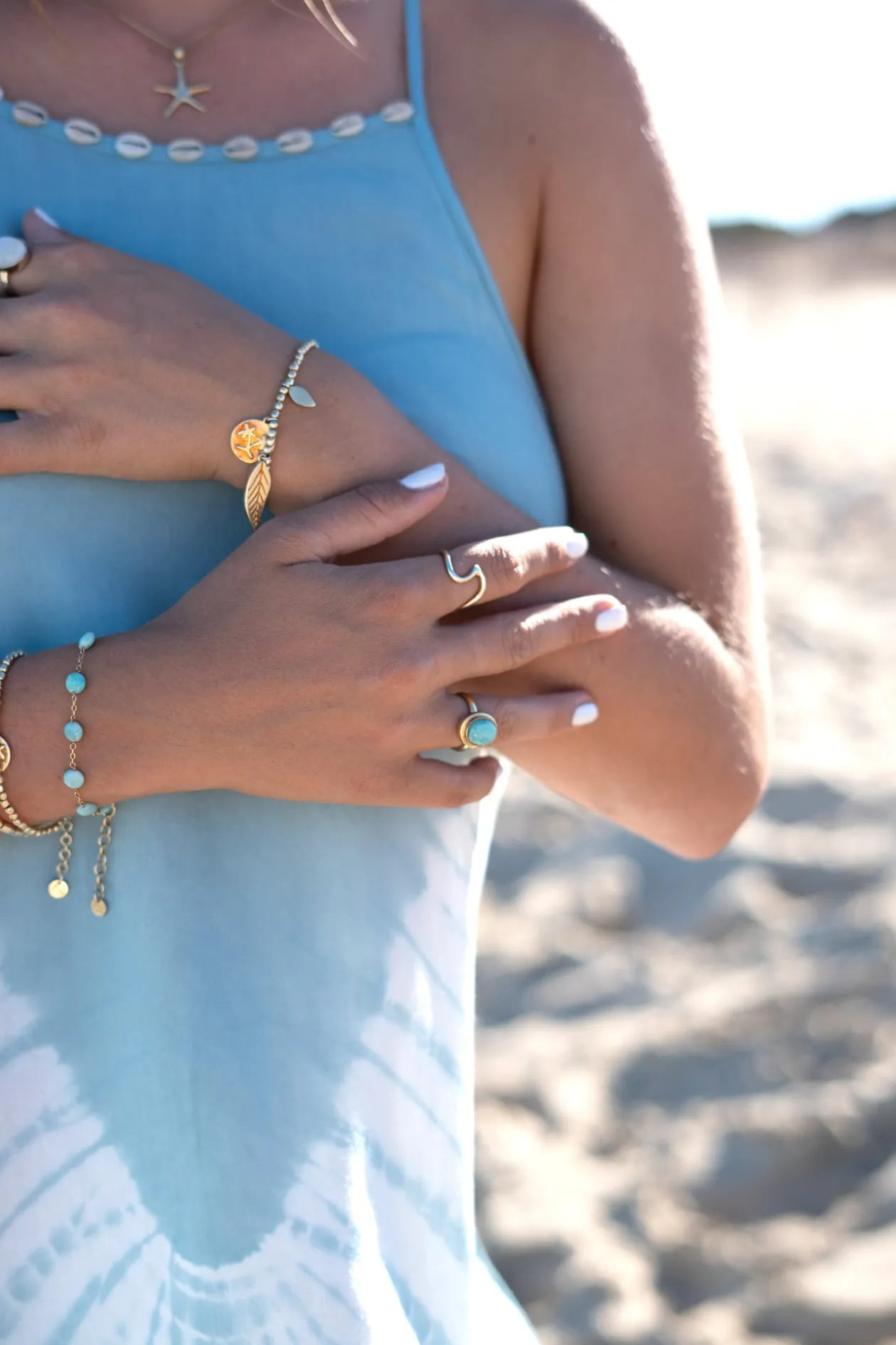 Ring Runder Stein Gold Aqua