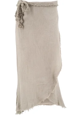 Rock Weites Leinen Taupe