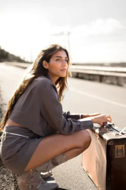 Seth Kurzarmbluse Dark Taupe