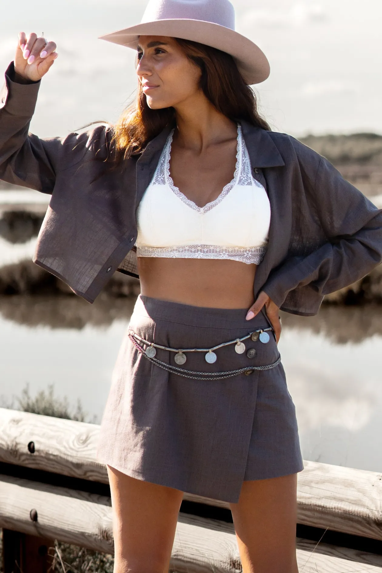 Seth Skort Dunkel Taupe