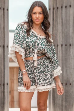 Shorts Ana Leopard Schwarz