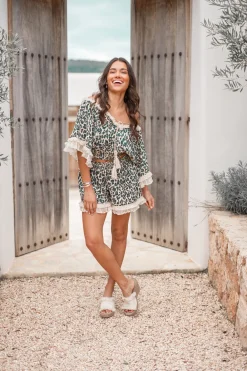 Shorts Ana Leopard Schwarz