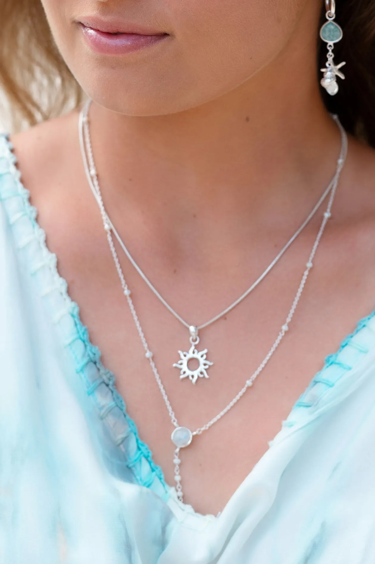 Sonnen-Halskette Silber