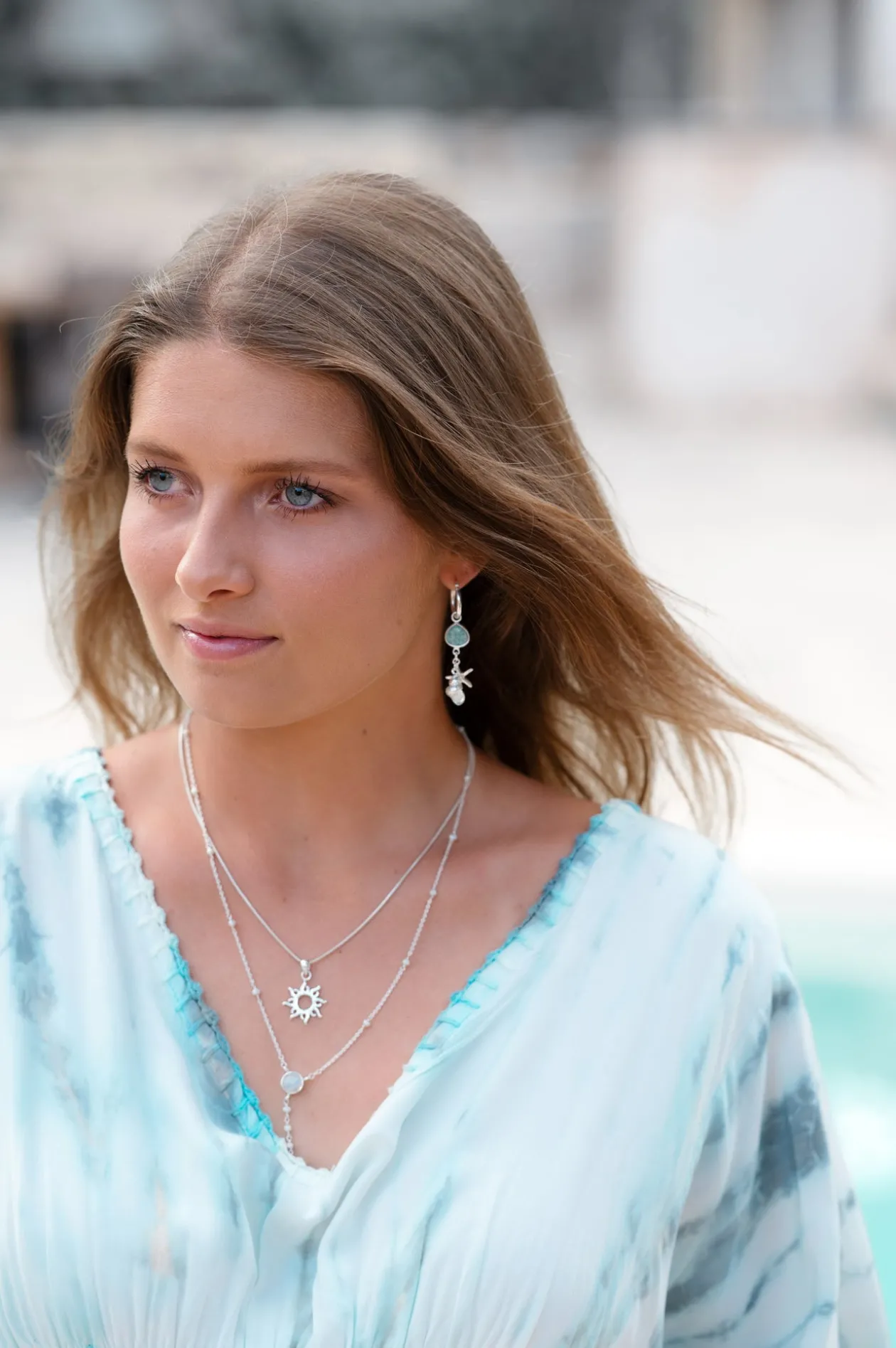 Sonnen-Halskette Silber